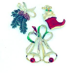 Vintage Gerry's Brooch Lot of 3 Holiday Christmas Estate Signed Gold Tone